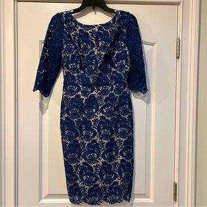 Eliza J Lace Dress w 3/4 sleeve Illusion. Size 4.